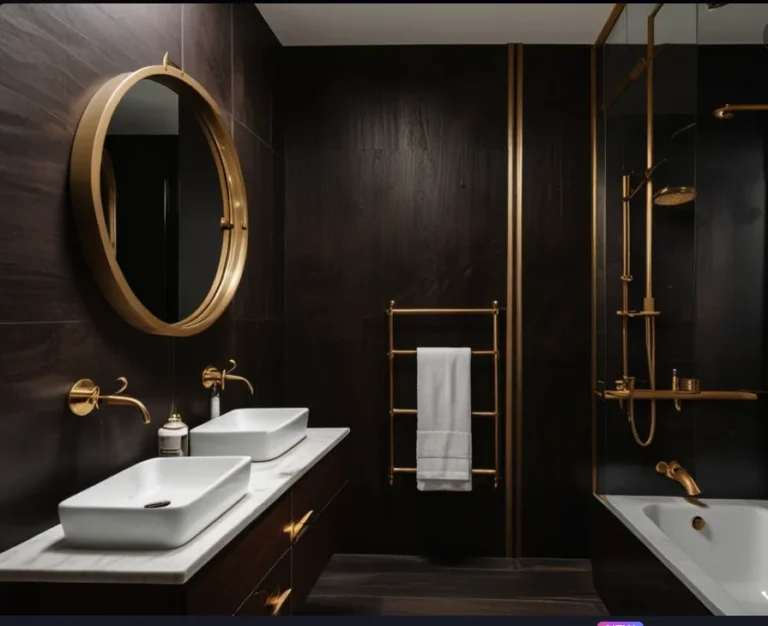 Espresso Walls + Gold Fixtures = Hotel Vibes