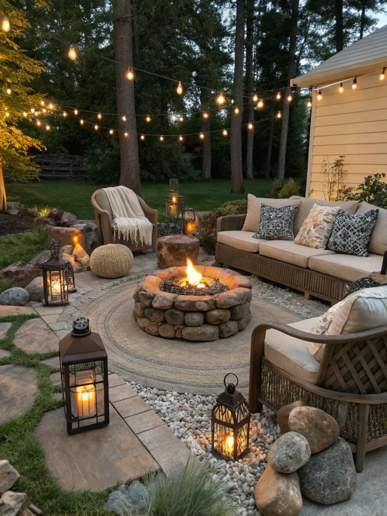 outdoor firepit decor ideas