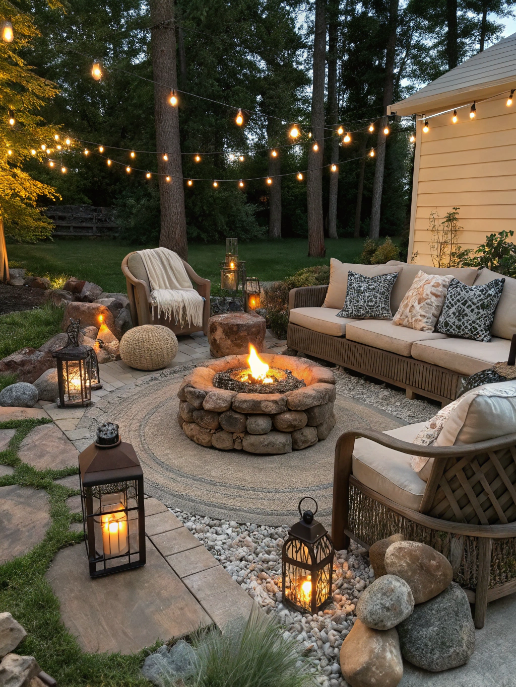 outdoor firepit decor ideas