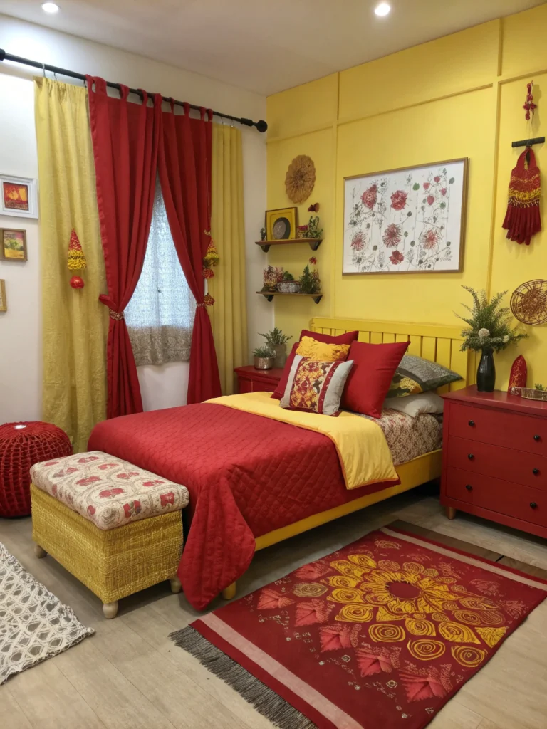 red and yellow bedroom decorating ideas