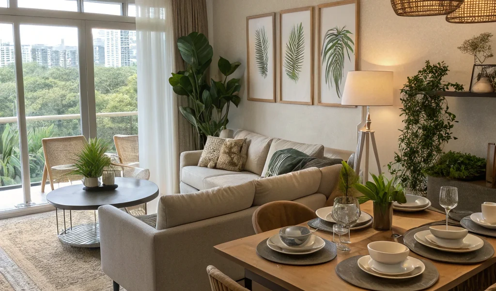 combined living dining layout