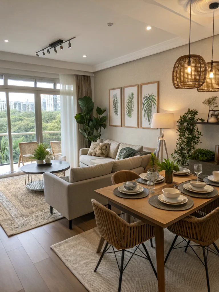 combined living dining layout