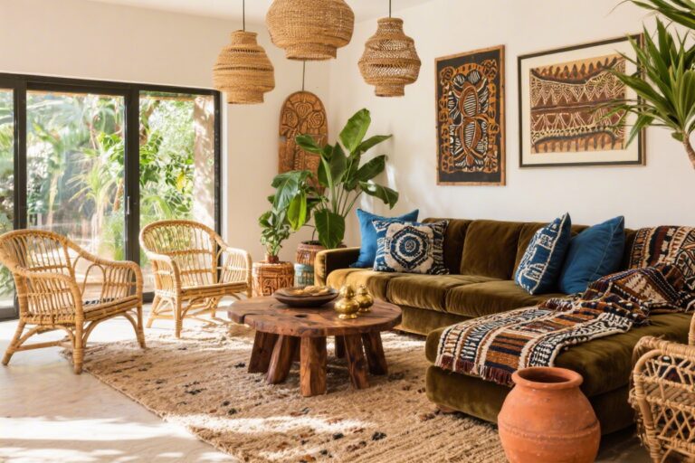13 Afrohemian Living Room Ideas That Feel Luxurious on a Budget
