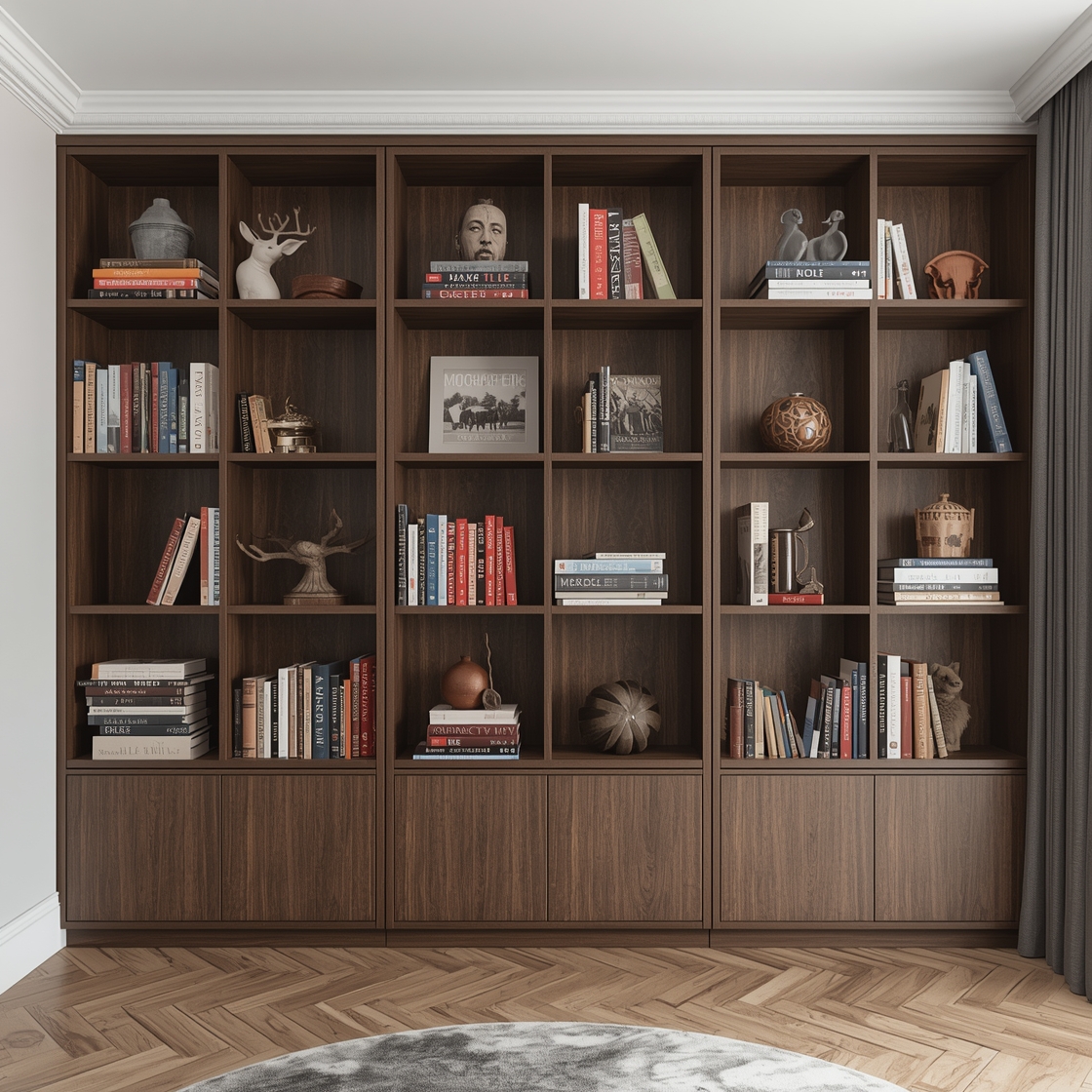 wall to wall bookshelf design