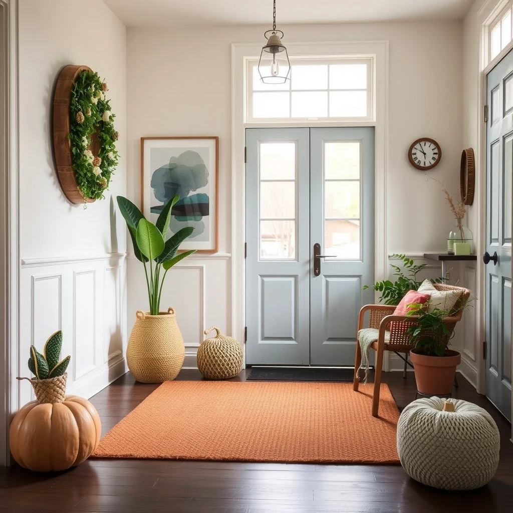 Affordable Fall Entryway Decor Ideas for a Warm First Impression interior: 1. Swap Out the Standard Doormat for a Seasonal Runner - A plain coir mat does the job, but a runner in a muted mustard or deep rust instantly signals the season’s arrival. Look for a low‑pile fabric that can be washed in the machine; this