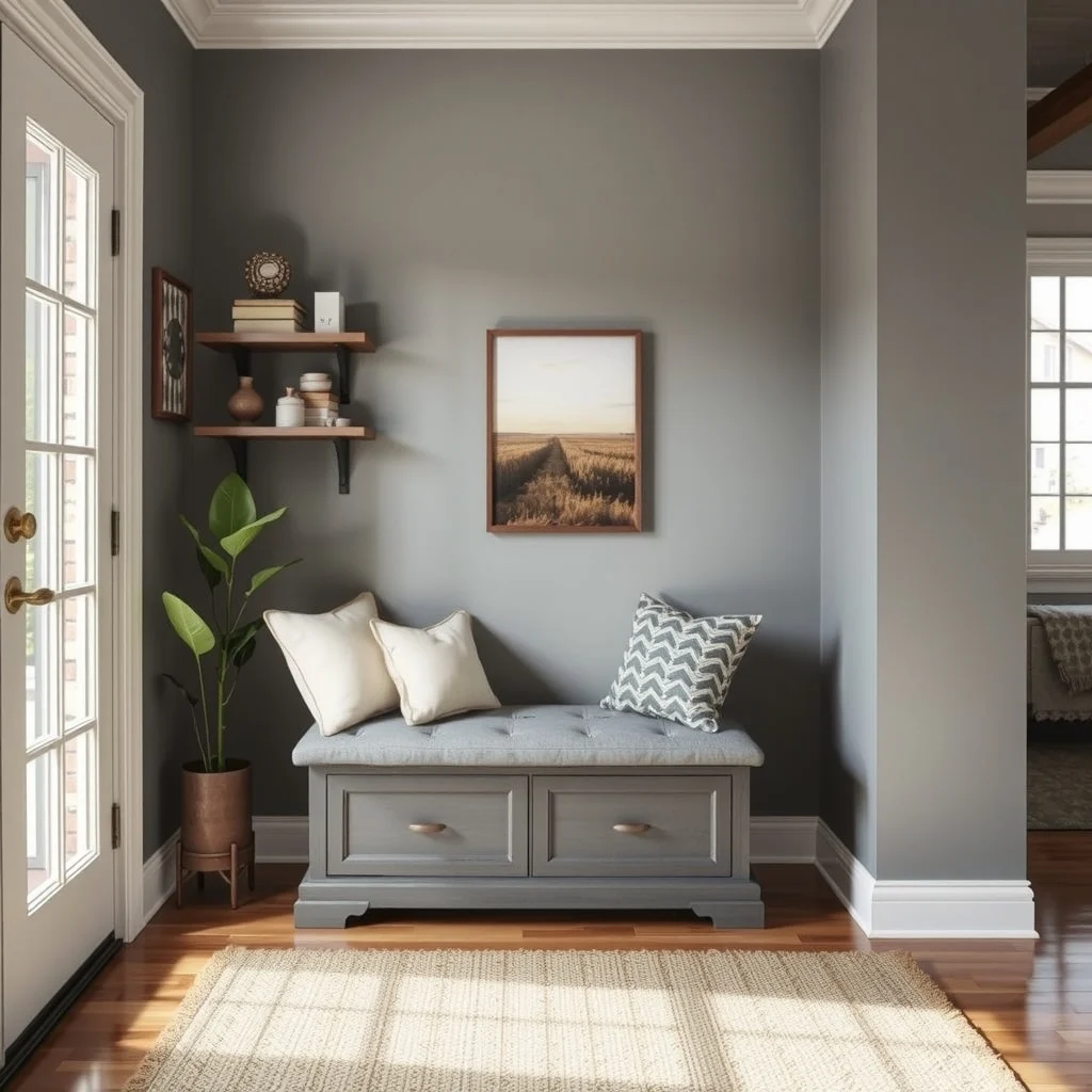 Awkward Corner Ideas That Add Storage and Style to Any Room interior: 4. Corner bench with hidden storage - A bench placed in a nook can serve as both seating and storage, especially in entryways, bedrooms, or under a window seat. The interior can be accessed via a lift‑top or hinged lid, offering a