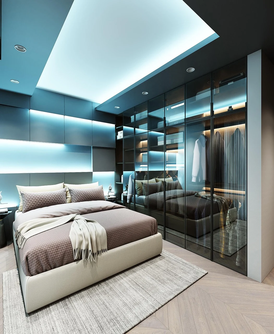 Bedroom Storage Ideas for People With Too Many Clothes and Too Little Space interior: 6. Use rolling under‑bed bins with clear lids - Clear, low‑profile containers that glide on wheels let you store seasonal clothing, extra linens, or accessories right under the bed. The transparent lids let you see the contents at a glance, reducing the temptation to