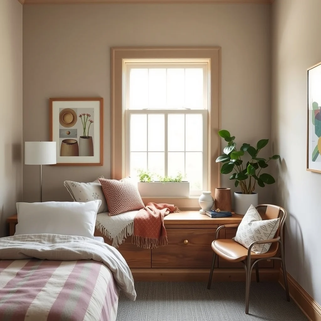Bedroom Window Seat Ideas for a Cozy Reading and Relaxation Spot interior: 4. Reclaimed‑Wood Seat with Layered Throws - If sustainability is part of your design ethos, a seat built from reclaimed barn wood brings character and history to the window. Rough‑sawn planks retain their weathered texture, which pairs beautifully with a mix of