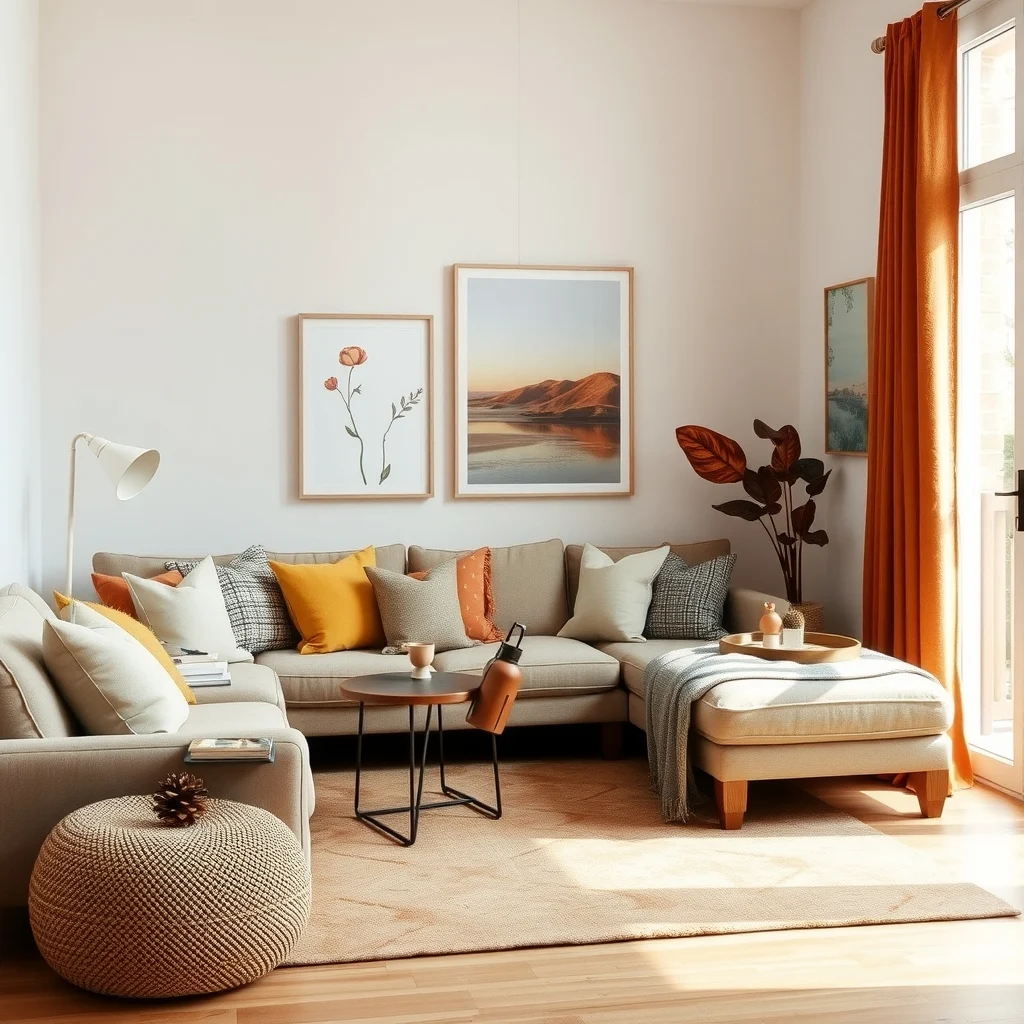 Cozy Fall Living Room Decor Ideas for Small Apartments interior: FAQ - How can I add fall colors without painting the whole room? You can introduce seasonal hues through textiles, accessories, and soft furnishings. Swapping out pillows, throws, and rugs in autumnal shades provides a quick visual