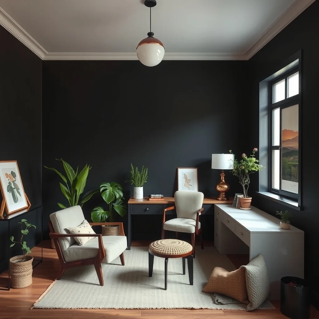 Dark Feminine Home Office Ideas With Rich Colors and Vintage Details interior: Final Thoughts - Designing a dark feminine home office is less about covering every surface in black and more about curating depth, texture, and timeless details. By selecting a single saturated wall, pairing vintage furniture with modern ergonomics,