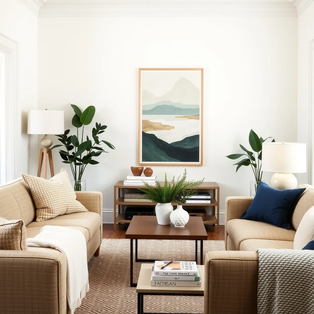 Living Room Decorating Ideas Using Furniture You Already Own interior: 2. Turn Side Tables into Curated Display Surfaces - Side tables often sit unnoticed, but they are perfect platforms for small decorative groups. Gather a few objects you already own—perhaps a ceramic vase, a stack of coffee‑table books, or a framed photograph—and arrange them