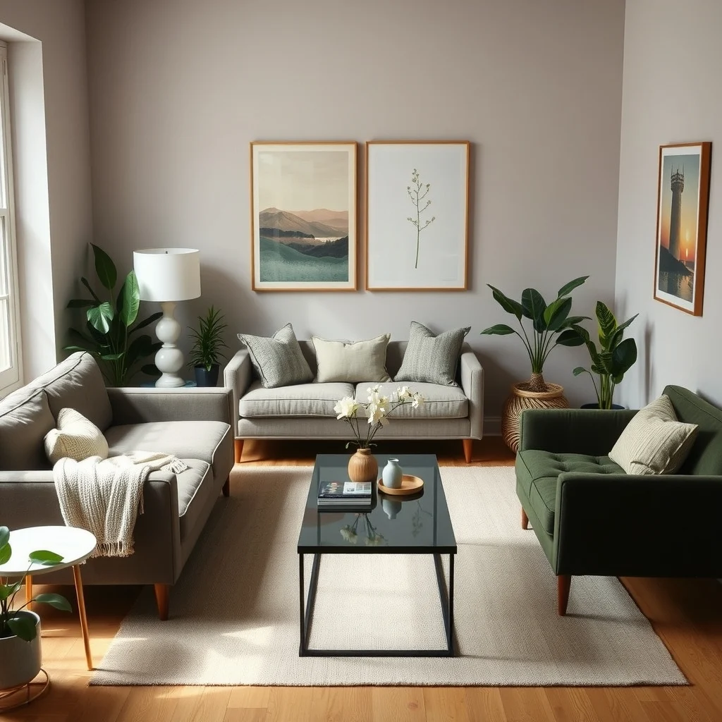Narrow Living Room Furniture Layout Ideas That Improve the Flow interior: 4. Choose a Narrow, Leggy Coffee Table - A coffee table that occupies too much floor area can choke the flow between the sofa and the opposite wall. Opt for a table with a slim profile and exposed , such as a metal