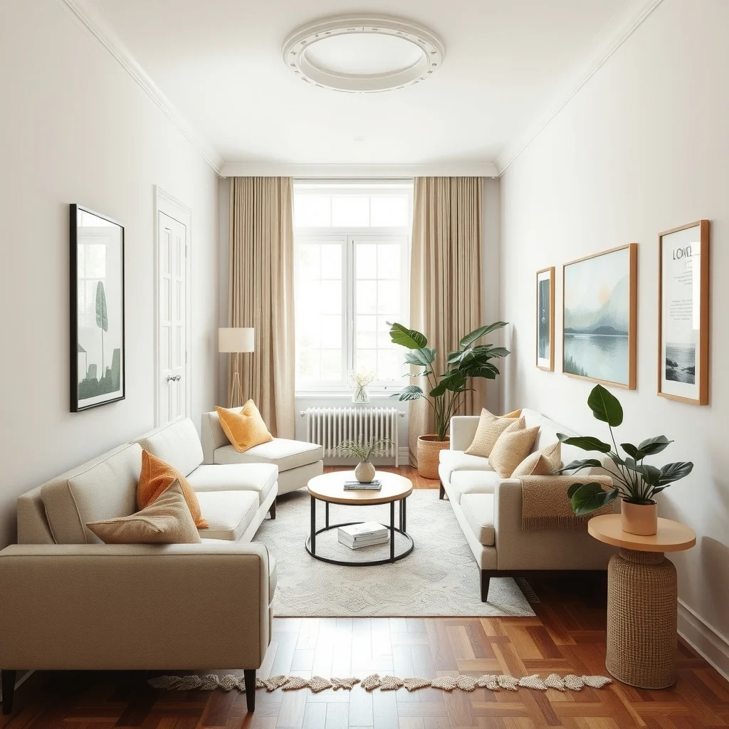 Narrow Living Room Furniture Layout Ideas That Improve the Flow interior: Final Thoughts - Designing a narrow living room is less about fighting the dimensions and more about guiding movement with intention. By anchoring seating to one wall, defining zones with rugs, choosing slender storage, and incorporating reflective surfaces,