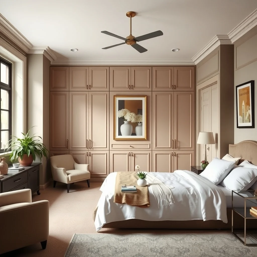 Old Money Bedroom Ideas That Look Elegant Without Expensive Furniture interior: 6. Simulate Built‑In Storage with Simple Cabinetry - Old‑money interiors often feature built‑in wardrobes or cabinetry that appear seamless with the surrounding walls. While true built‑ins require a carpenter’s budget, you can achieve a similar effect with low‑profile, floor‑to‑ceiling cabinets that sit flush