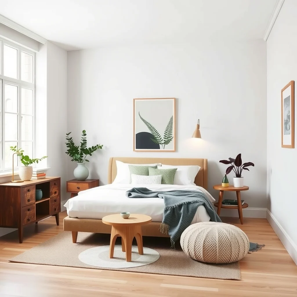 Removable Wallpaper Ideas for Small Bedrooms and Rental Homes interior: 2. Botanical Murals on a Single Accent Wall - A full‑room mural can dominate a space, but in a small bedroom a single accent wall works better. Choose a removable wallpaper that depicts a botanical scene—perhaps a delicate fern frond or a muted leaf