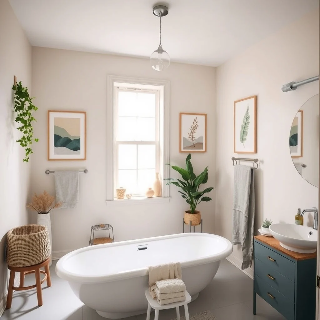 Renter-Friendly Bathroom Makeover Ideas With No Permanent Changes interior: 5. Waterproof Wall Decals and Art - Peel‑and‑stick wall decals designed for bathrooms are printed on vinyl that resists moisture and steam. From subtle botanical motifs to geometric patterns, these pieces can transform a plain wall into a curated backdrop. Because they