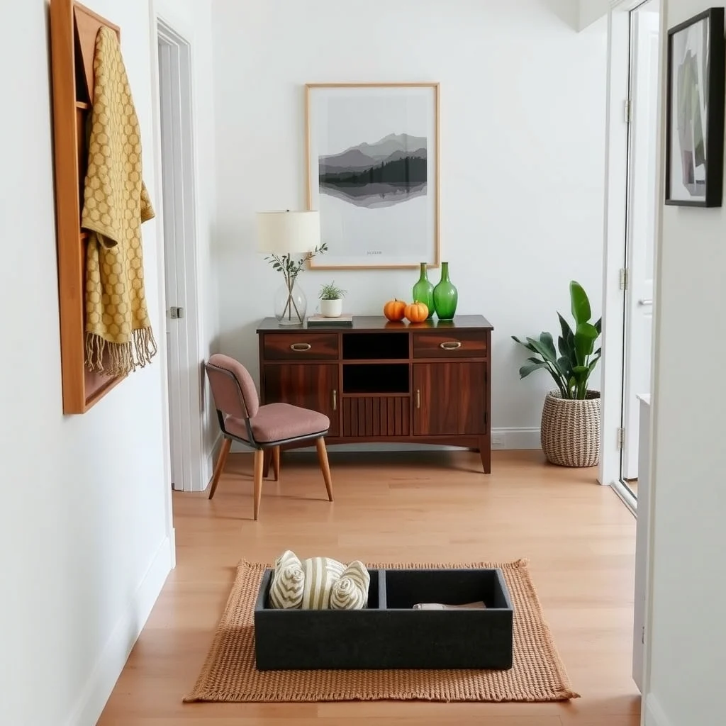 Renter-Friendly Entryway Ideas for Apartments Without an Entrance Hall interior: 3. Use a Stylish Floor Mat with Integrated Storage - A floor mat that doubles as a storage bin can be a game‑changing addition to a narrow entry. Look for a woven rug or a low‑pile runner that includes a hidden compartment beneath the surface.