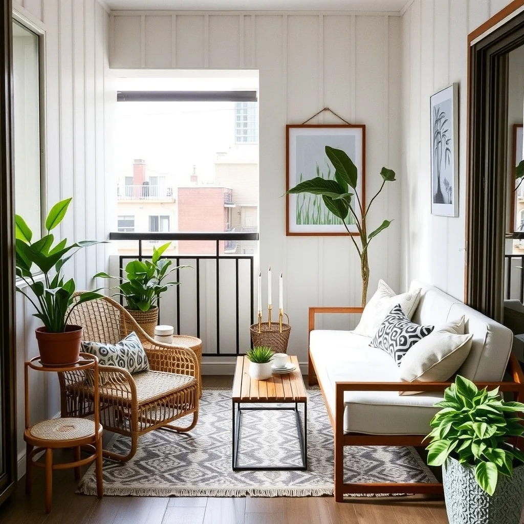 Small Balcony Decorating Ideas for Renters With No Privacy interior: 3. Position a Compact Daybed with Weather‑Resistant Fabrics - Instead of a single chair, a low‑profile daybed creates a defined zone that feels separate from the surrounding bustle. Opt for a frame made of rust‑proof steel or treated teak, and dress it with outdoor‑grade