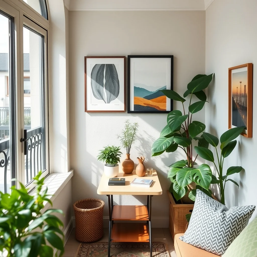 Small Balcony Decorating Ideas for Renters With No Privacy interior: 7. Incorporate a Small, Fold‑Away Table with Storage - A compact table that folds flat against the wall when not needed adds functional surface area without sacrificing privacy. Look for a with built‑in shelves beneath the tabletop, ideal for storing gardening tools, a