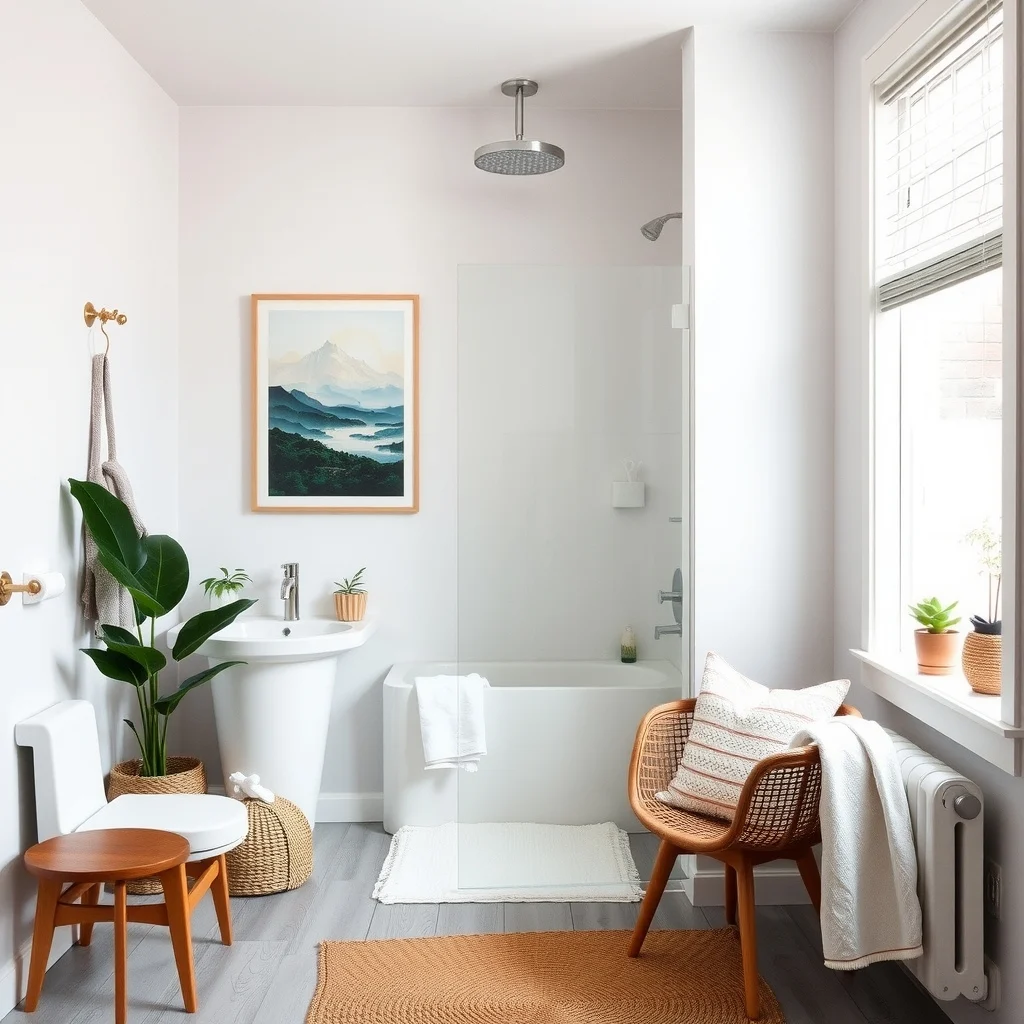 Small Bathroom Decor Ideas That Make a Basic Bathroom Feel Like a Spa interior: FAQ - How can I make a small bathroom look larger without a major remodel? Use light, neutral paint colors and keep surfaces reflective; adding a frameless glass shower and layered lighting also opens up the space.