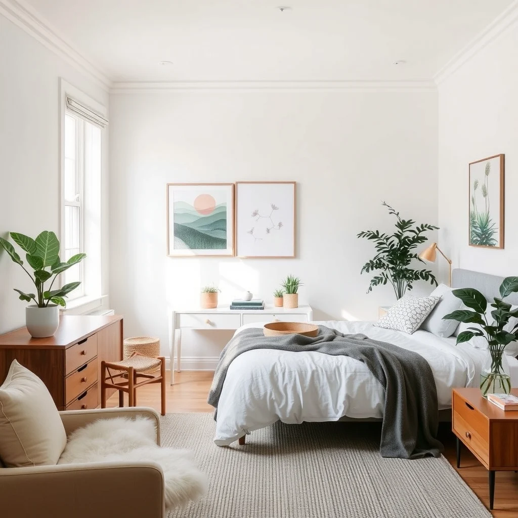 Small Guest Bedroom Ideas That Make Visitors Feel Comfortable interior: Frequently Asked Questions - How can I make a tiny guest bedroom feel larger? Use light-colored walls, reflective surfaces such as mirrors, and minimal furniture to keep the floor visible. These strategies prevent the eye from feeling crowded and