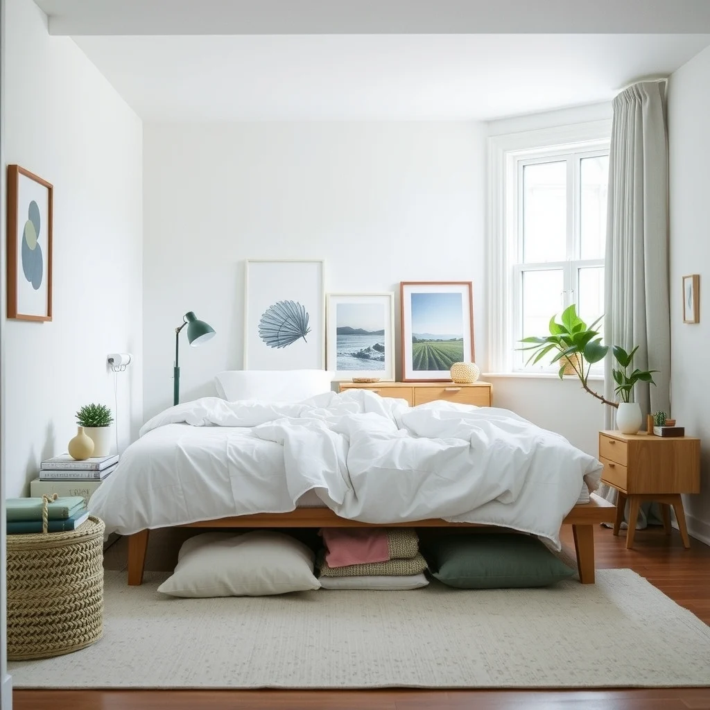 Under-Bed Storage Ideas That Keep a Small Bedroom Looking Calm interior: 7. Vacuum‑Seal Bags for Seasonal Clothing - When the wardrobe overflows, vacuum‑seal bags offer a compact way to store out‑of‑season garments under the bed without taking up much space. After folding each item, you place it in a zip‑top bag and remove