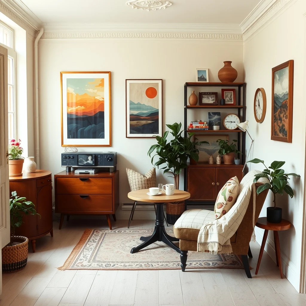 Vintage Coffee Corners interior: Frequently Asked Questions - How much space do I need for a vintage coffee corner? A nook as small as three by four can accommodate a modest table, a single chair, and a few shelves if you choose