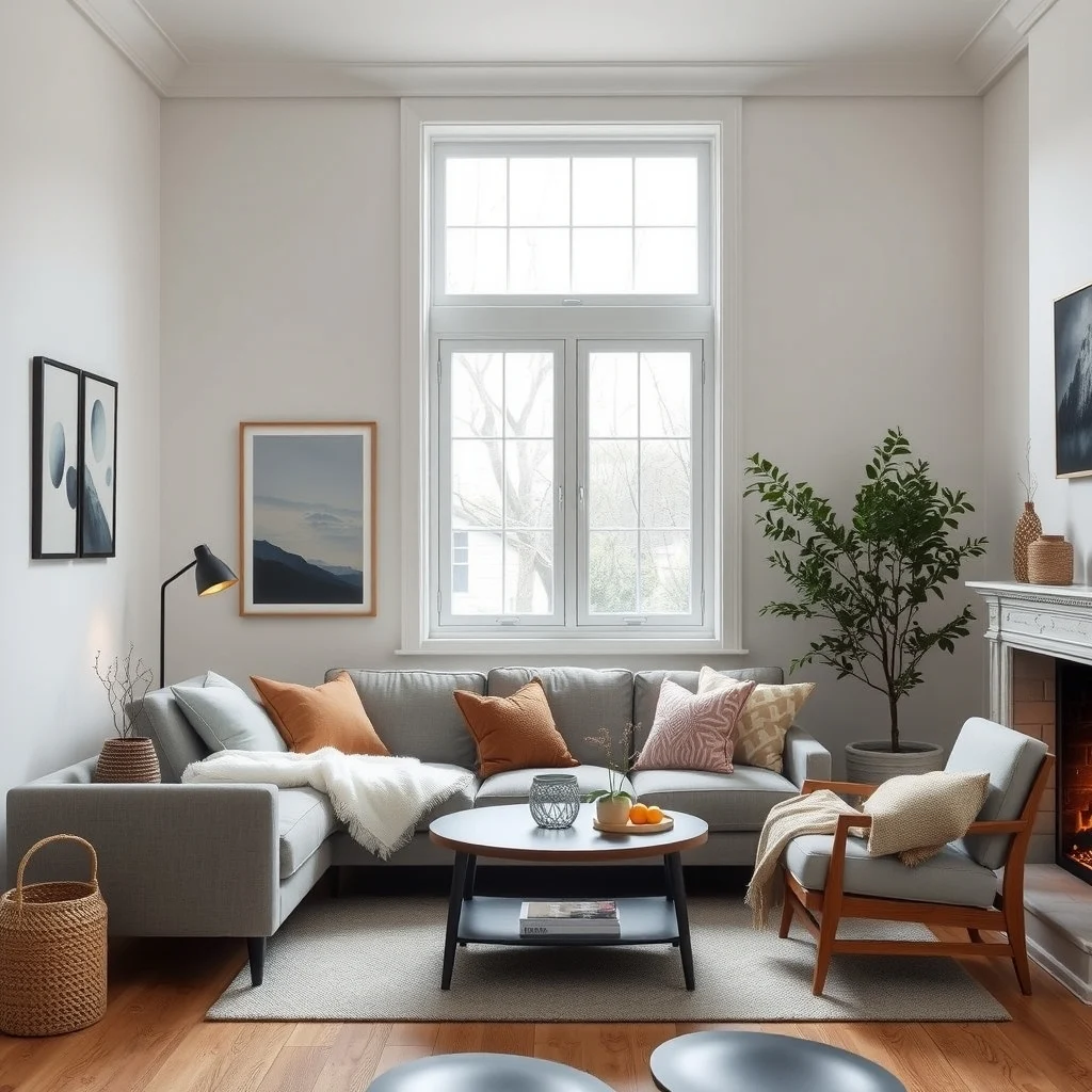 Winter Living Room Decor Ideas That Make Your Home Feel Extra Cozy interior: 4. Swap Out Light Fixtures for Adjustable Warm Glow - Winter evenings stretch long, and layered lighting can shift a room from bright and functional to intimate and relaxing. Replace a harsh overhead fixture with a dimmable LED recessed light that mimics the soft amber