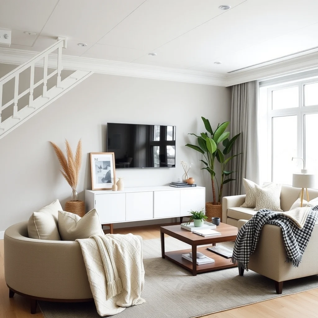 Winter Living Room Decor Ideas That Make Your Home Feel Extra Cozy interior: 7. Incorporate Hidden Storage that Keeps the Space Clutter‑Free - Winter brings blankets, board games, and seasonal décor that can quickly clutter a living room. Choose a media console with concealed drawers, allowing you to store blankets and board games out of sight while keeping
